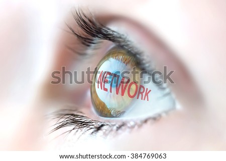 Network reflection in eye.
