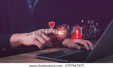 Network security analyst monitors cyber threats, intrusion alerts, vulnerability detection, malware activity, data protection, encrypted communications, risk assessment, enterprise network monitoring