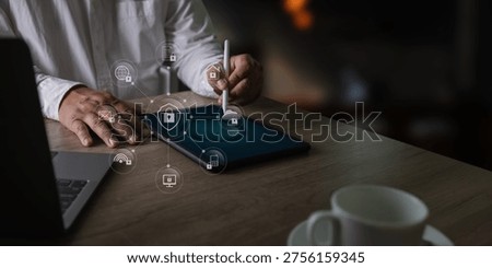 Network security for business data protection with secure access, cybersecurity, encryption, privacy, firewall, authentication, cloud, and enterprise technology infrastructure.