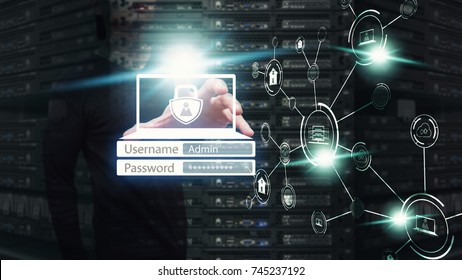 Network Security Computer, Network Administrator Protect The Data Base For Secure Network : Data Center Theme