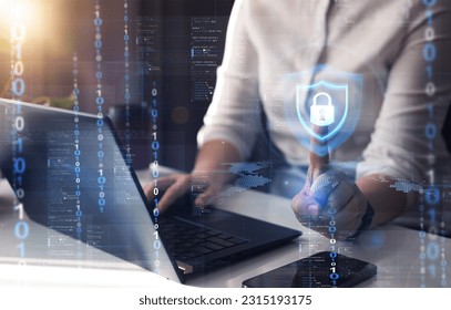 Network security system. Personal Data information on Tablet.Information and cyber security Technology Services.
 Internet Technology. 