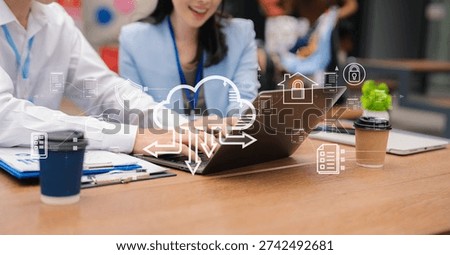 Network security system. Personal Data information on Tablet.Information and cyber security Technology Services. Cybersecurity and business data management concept.