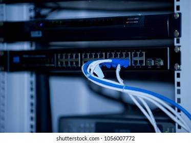 Network server room with computers for control digital cctv., communications, and internet