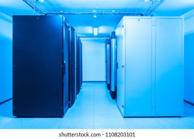 network server room with racks
