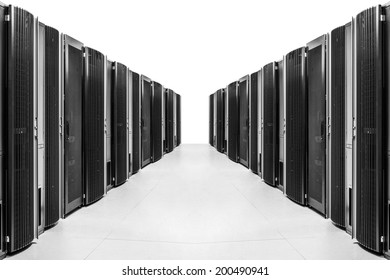 network server room with racks
