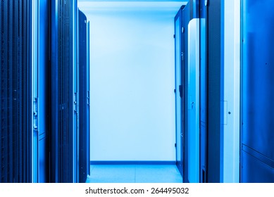 network server room with racks