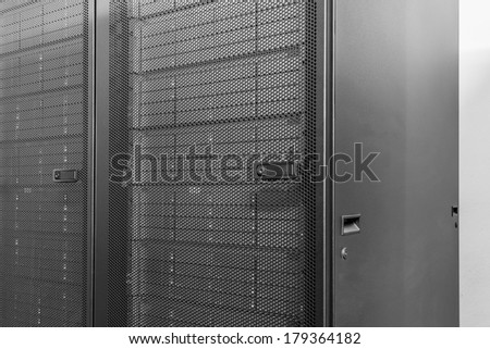 network server room with racks