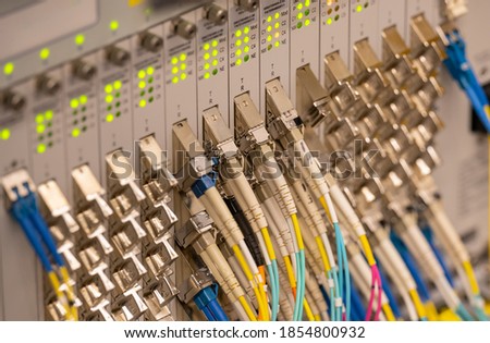 Network switch and network cable fiber optic fiber in a data center
