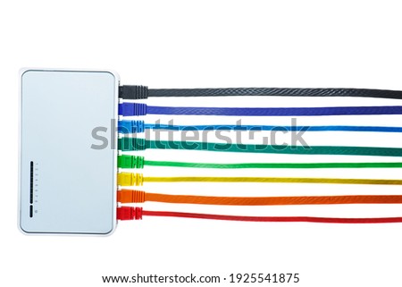 Network switch and colored UTP ethernet cables