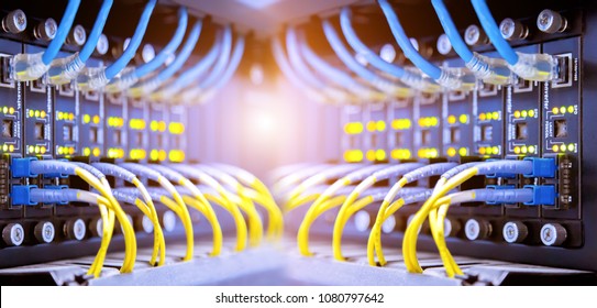 Network Switch and ethernet cables - Shutterstock ID 1080797642