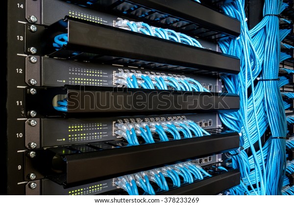 Network Switch Ethernet Cables Rack Cabinet Stock Photo Edit Now