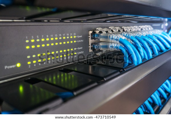 Network Switch Ethernet Cables Rack Cabinet Stock Photo Edit Now