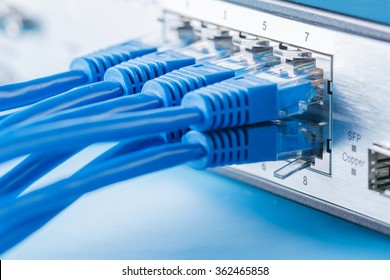 Network Switch And Ethernet Cables, Small Home Network