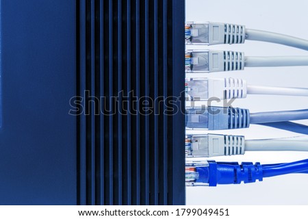 Network switch and ethernet cables,Data Center Concept.