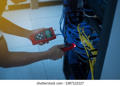 Network tester tools and system administrators will test the network cable in network data center room
