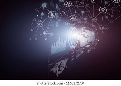 A networking concept. 3D illustration elements in collage