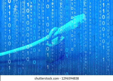 Networks cable in padlock. Internet blocking. Blue toning with numbers. - Powered by Shutterstock - Get 15% off with code: PIKWIZARD15