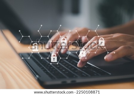 network's security from hacker attacks and save confidential data. Internet security and a personal data protection concept
