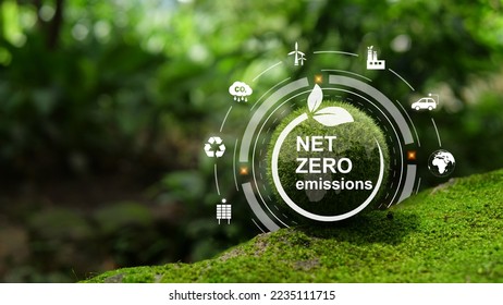 Net-Zero Emission - Carbon Neutrality concept. Close up earth on nature background. Nature Сonservation, Ecology, Social Responsibility and Sustainability. CO2 - Shutterstock ID 2235111715