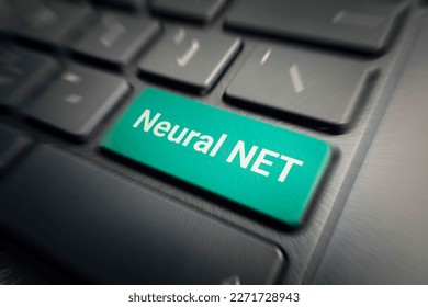 Neural net and machine learning concept. the word neural network on laptop button. artificial intelligence. - Powered by Shutterstock - Get 15% off with code: PIKWIZARD15