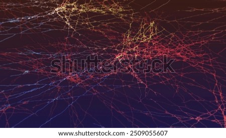 Neural network visualization with vibrant colors depicting complex interconnections within the brain at nighttime