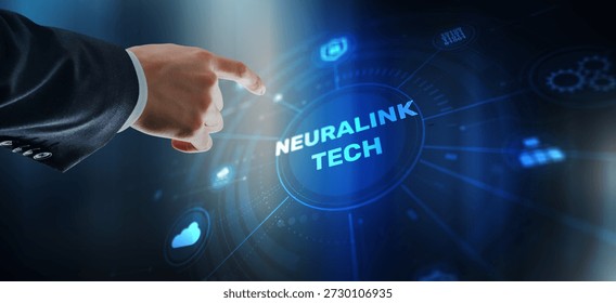 Neuralink technology with brain-computer interface and neural network connections.