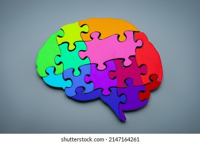 Neurodiversity Concept. A Brain From Colorful Puzzle Pieces.