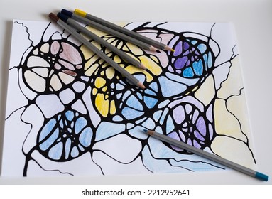 Neurographic drawing paper and color pencils  Neurographic art is an easy way to work and the subconscious mind through drawing  Taking care yourself