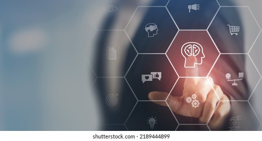 Neuromarketing concept. People's brains respond to advertising and other brand-related messages by scientifically monitoring brainwave activity, eye tracking and skin response. Customer insights. - Shutterstock ID 2189444899