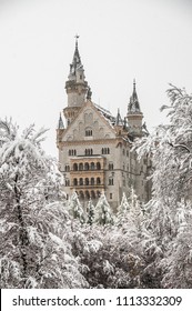 Neuschwanstein Castle With A Blanket Of Snow In Winter