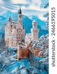 Neuschwanstein castle by winter, Bavaria, Germany