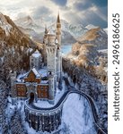 Neuschwanstein castle by winter 🏰, Bavaria, Germany 