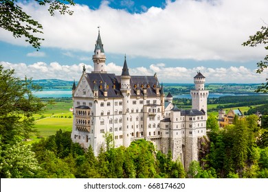 Neuschwanstein castle in a summer day in Germany.