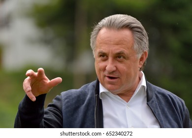 NEUSTIFT IM STUBAITAL, AUSTRIA - JUNE 2, 2017. Russian Politician Vitaly Mutko, Who Serves As Deputy Prime Minister Of Russia, In Outdoor Setting.