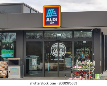 Neuwied, Germany - November 14, 2021: entrance of the ALDI store
