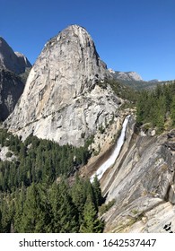 Nevada Falls From John Muir Trail At Yosemite National Park