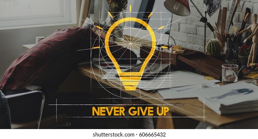 Never give up phrase quote overlay