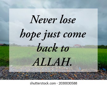 Never Lose Hope Just Come Back To Allah. Paddy Field Background.