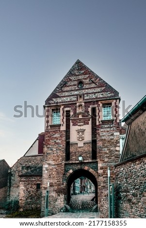 Nevers Gate or Lower Gate dated from the 16th century in Saint Valery sur Somme, beautiful village in the Hauts de France, France