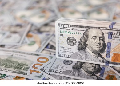 New 100 Dollar Bill Background Stock Photo 2140506809 