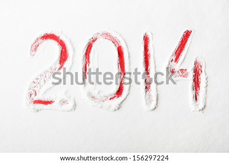 New 2014 year text on the snow