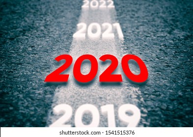 New 2020 Year Concept. 2020 New Year Road.   