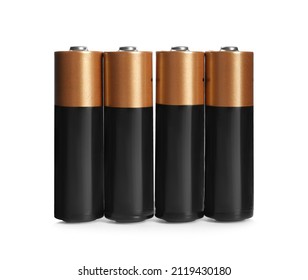 New AA Batteries On White Background. Dry Cell