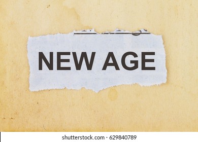 New Age Newspaper Cutout In An Old Paper Background.