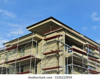 New Apartment House Construction Detail In Budapest Suburb, Hungary