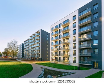 New apartment house residential building outdoor concept. Street and backgrounds. - Shutterstock ID 1251333532