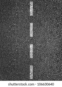 New asphalt texture with white dashed line