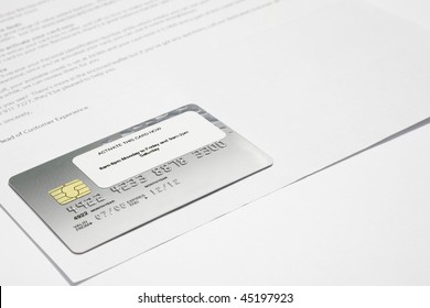 New Bank Card Still Attached To Bank Letter With Activate Sticker Still On Card