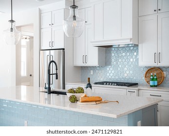 New beautiful luxury home kitchen