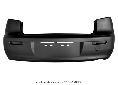 New Black Car Bumper On A White Background